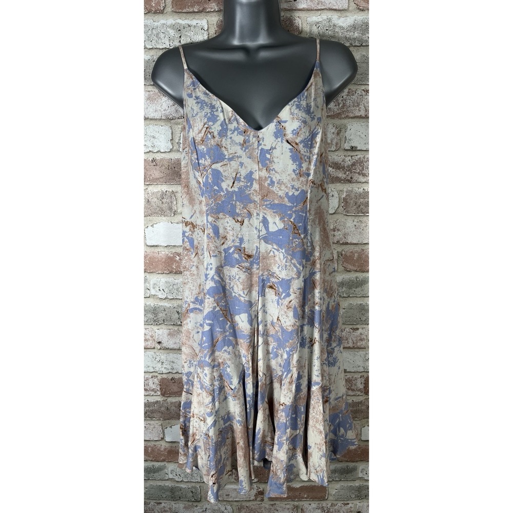 ASTR The Label Godet Dress Size L Blue Multi Tie Dye Slip Skater Mini Romantic